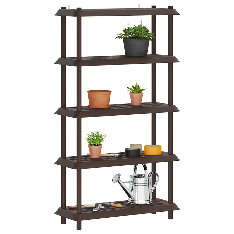 Unité de rangement 5 niveaux 100 x 40 x 177 cm PP Marron - 3