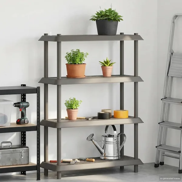 Unité de rangement 4 niveaux 100 x 40 x 136,5 cm PP Gris clair