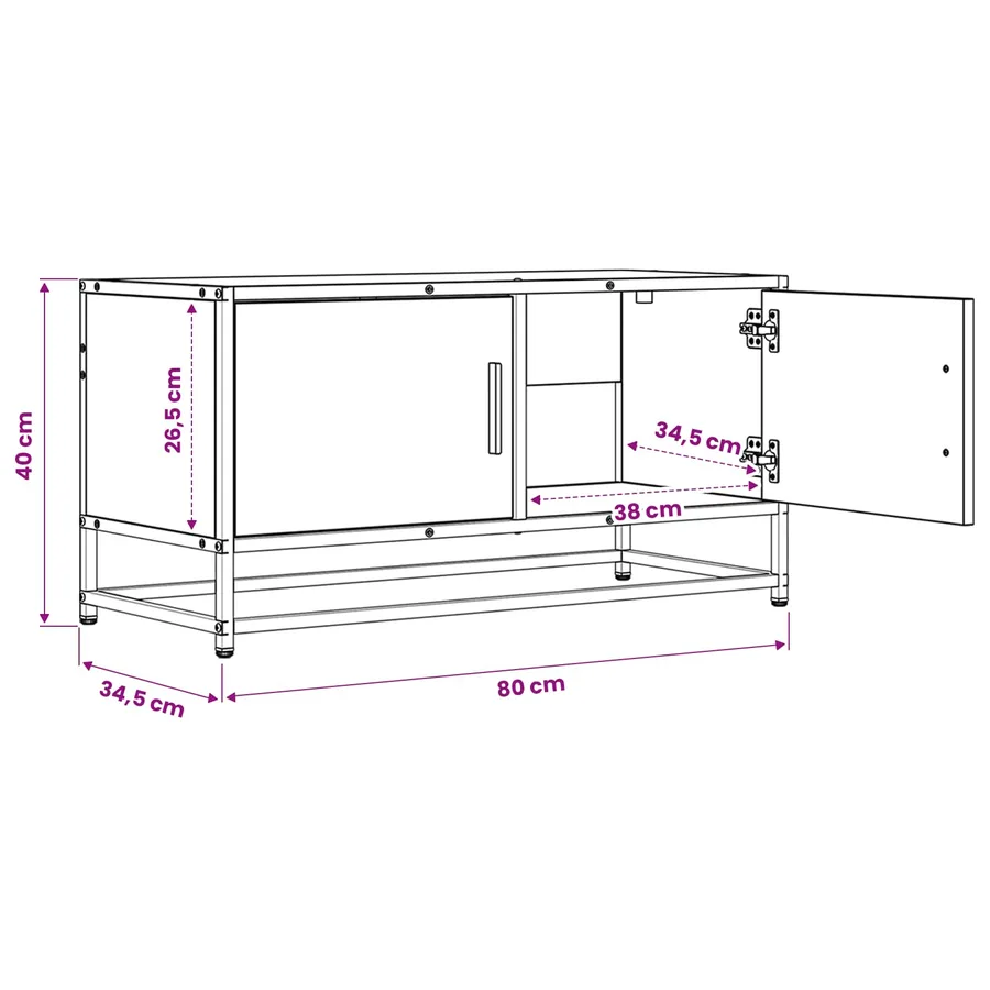 Meuble TV 80 x 34,5 x 40 cm Bois ancien Bois d'ingénierie - 7