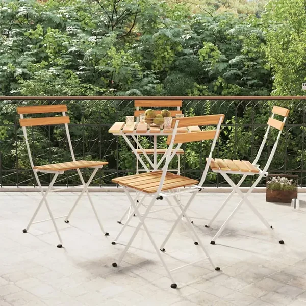 Chaises de bistrot pliantes lot de 4 Bois d'acacia solide acier
