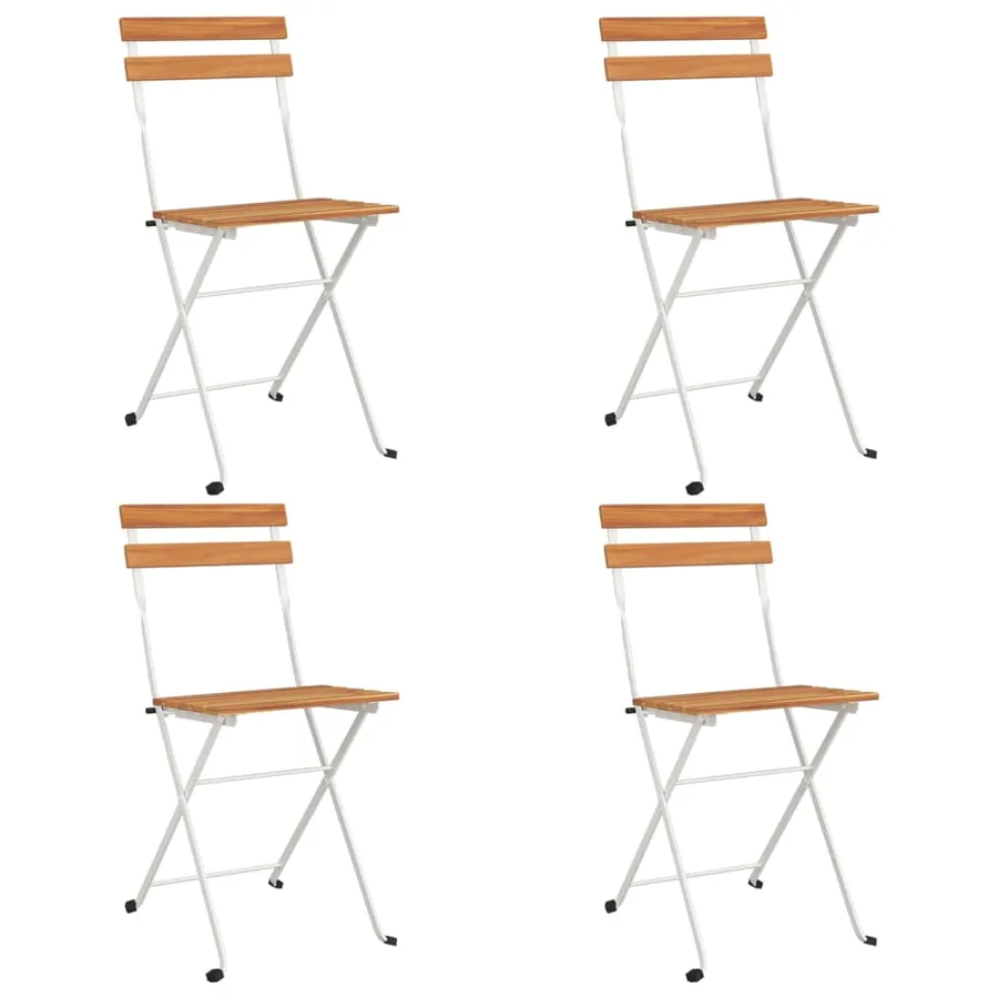 Chaises de bistrot pliantes lot de 4 Bois d'acacia solide acier - 2