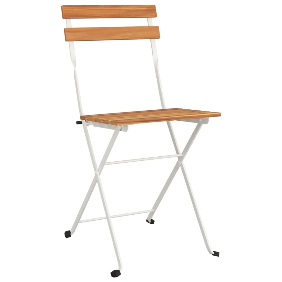 Chaises de bistrot pliantes lot de 4 Bois d'acacia solide acier - 3
