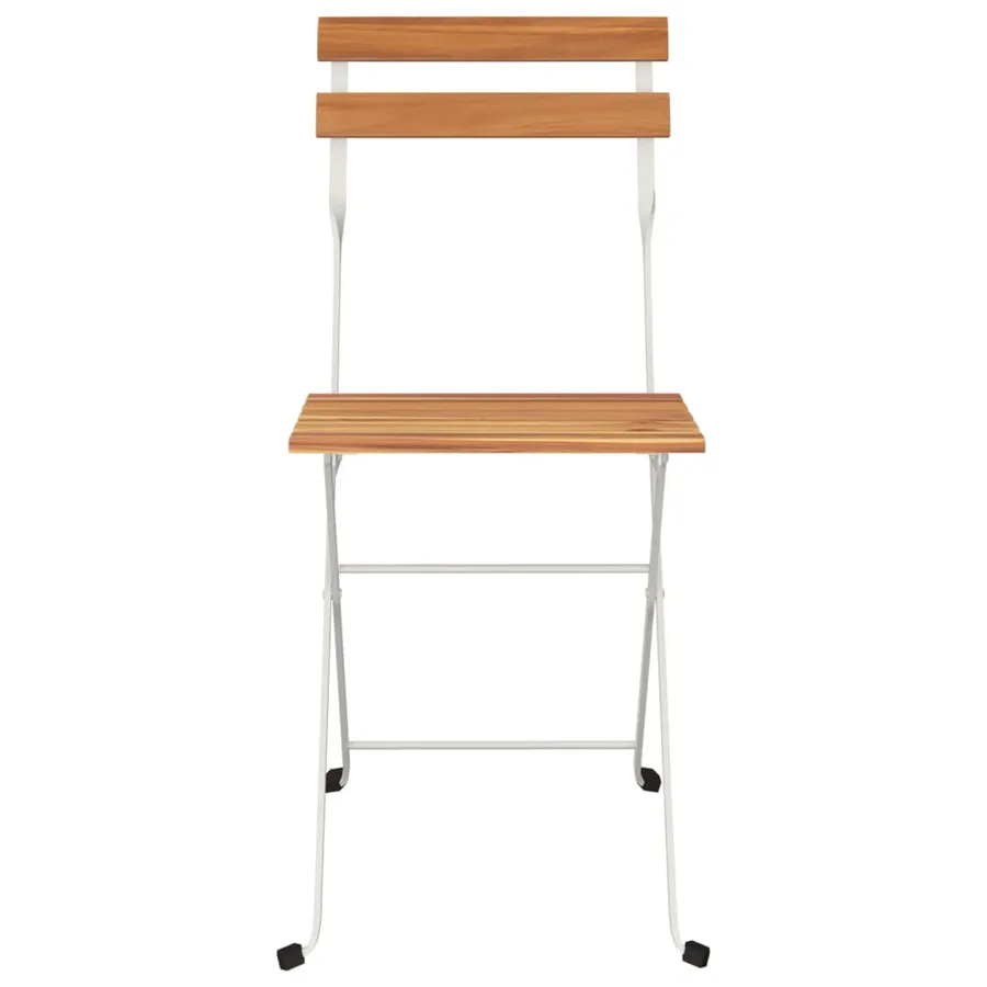 Chaises de bistrot pliantes lot de 4 Bois d'acacia solide acier - 4