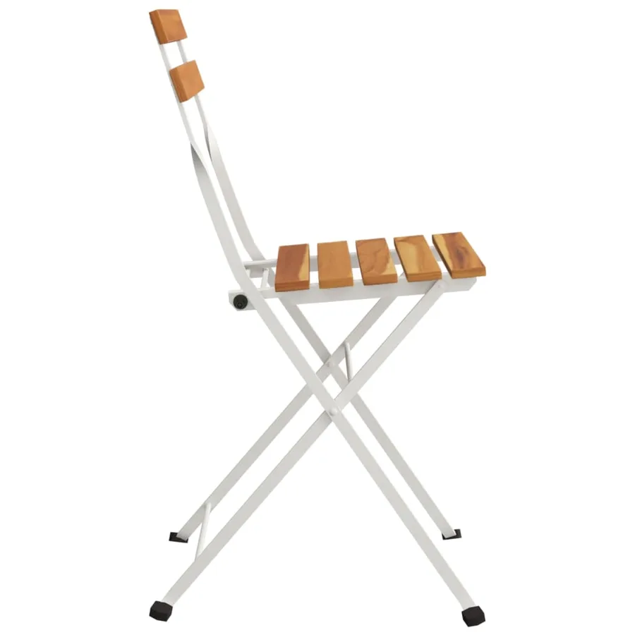 Chaises de bistrot pliantes lot de 4 Bois d'acacia solide acier - 5