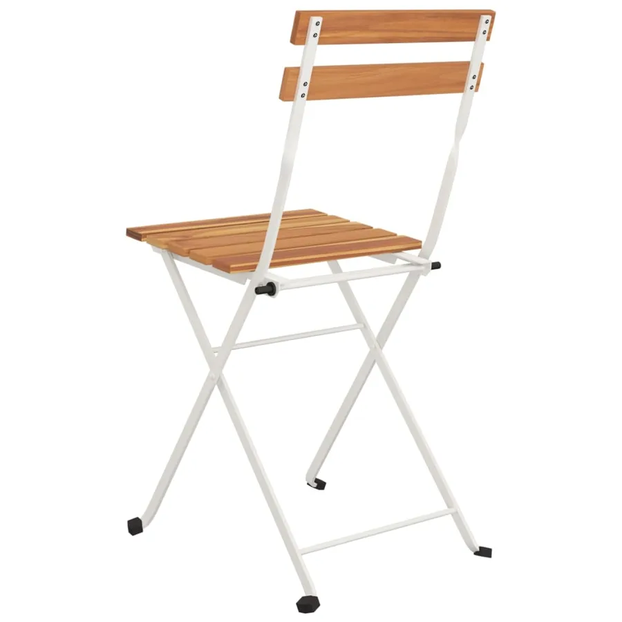 Chaises de bistrot pliantes lot de 4 Bois d'acacia solide acier - 6