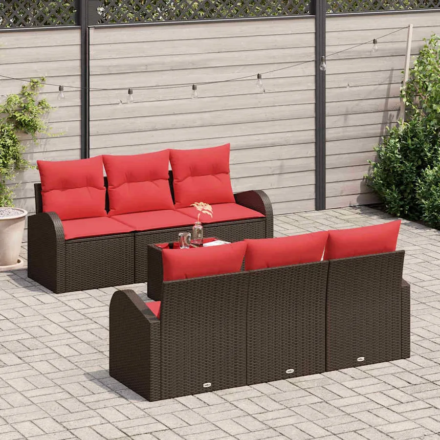Ensemble de canapé de jardin Marron 55 x 55 x 37 cm polyrotin - 3