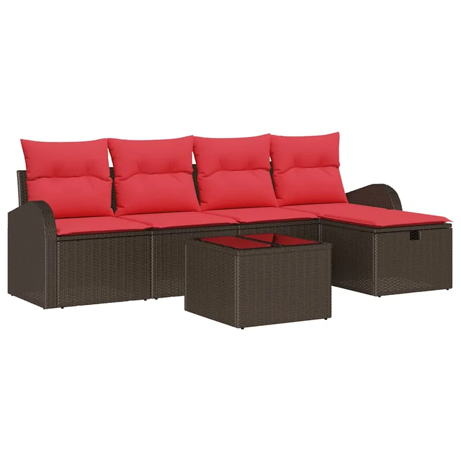 Ensemble de Canapés avec coussin Marron et rouge polyrotin - 2
