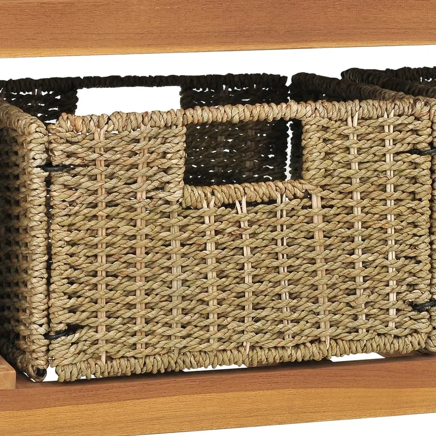 Meuble de salle de bain avec 3 paniers Teck solide 132x45x75 cm - 5