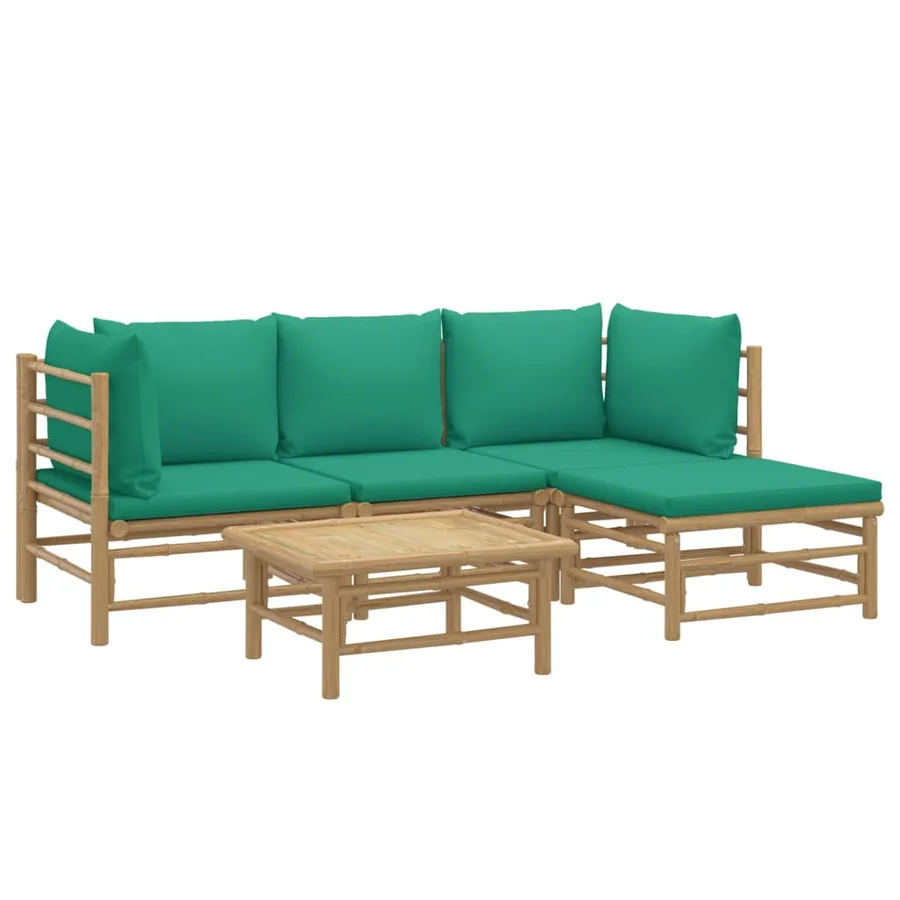 Salon de jardin 5 pcs avec coussins vert bambou - 3