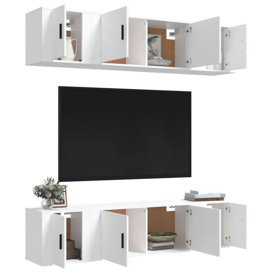 Ensemble de meubles TV 6 pcs Blanc Bois d'ingénierie - 3