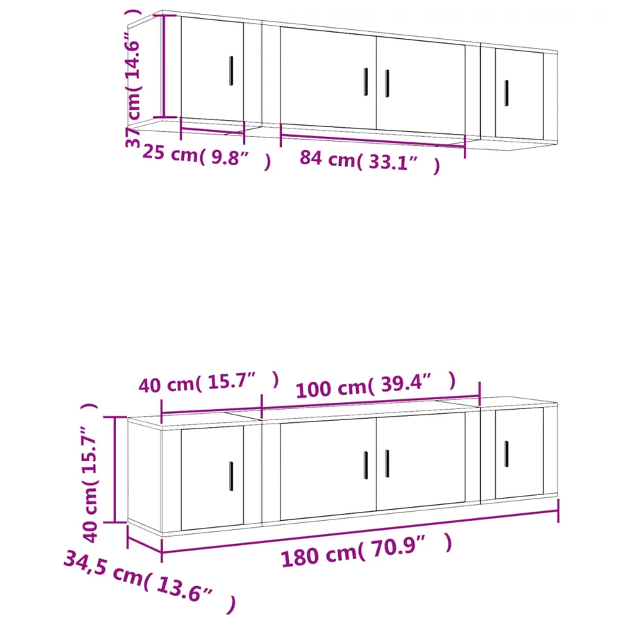 Ensemble de meubles TV 6 pcs Blanc Bois d'ingénierie - 7