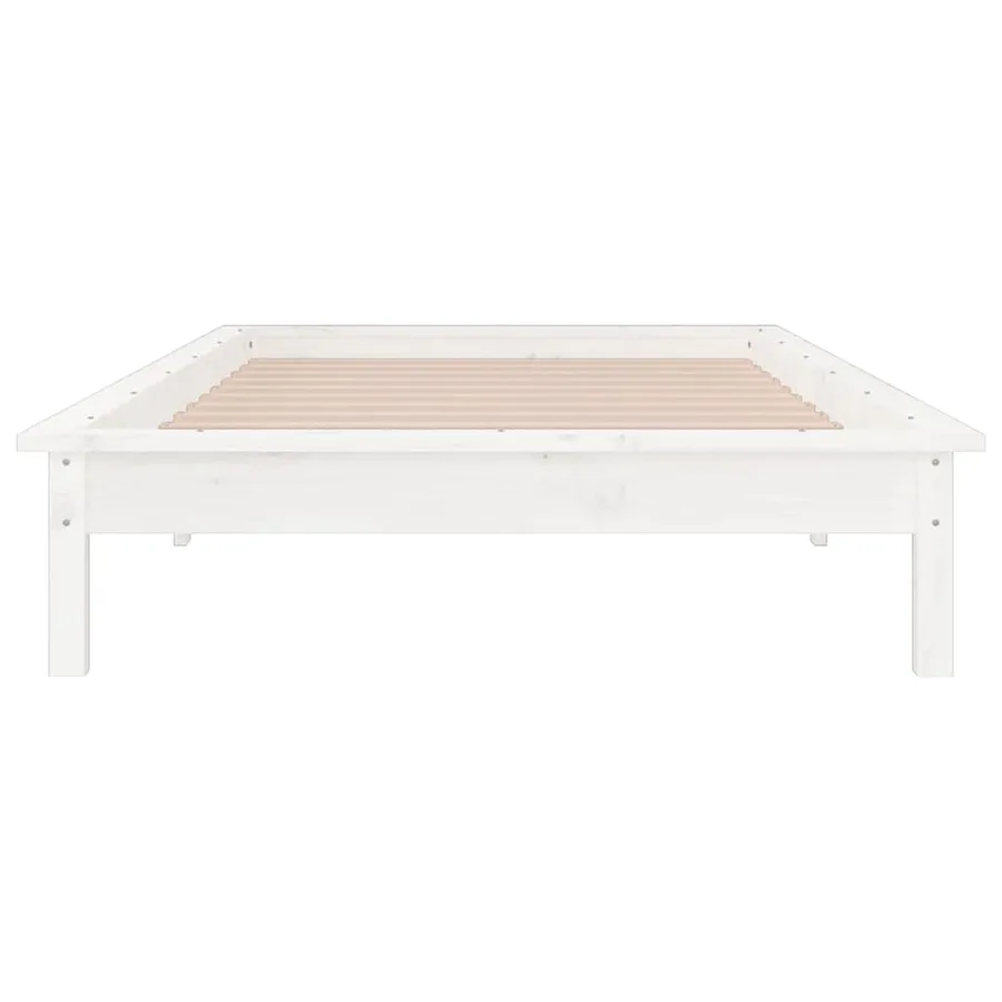 Cadre de lit à LED sans matelas blanc 90x200 cm bois massif - 6