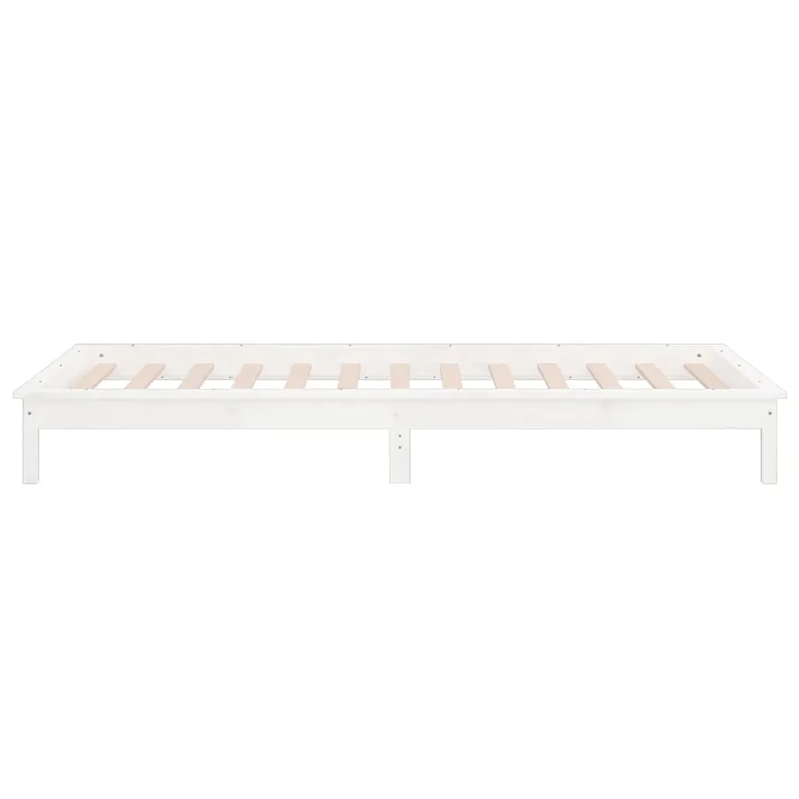 Cadre de lit à LED sans matelas blanc 90x200 cm bois massif - 7