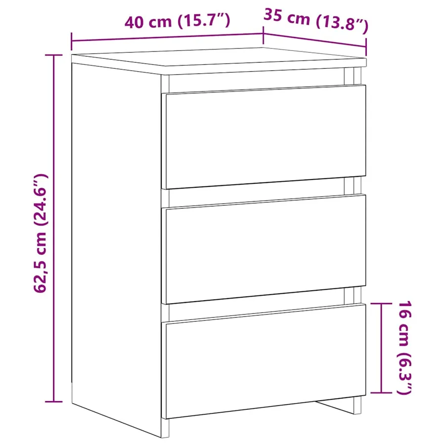Tables de chevet 2pcs Chêne fumé 40x35x62,5cm Bois d'ingénierie - 10