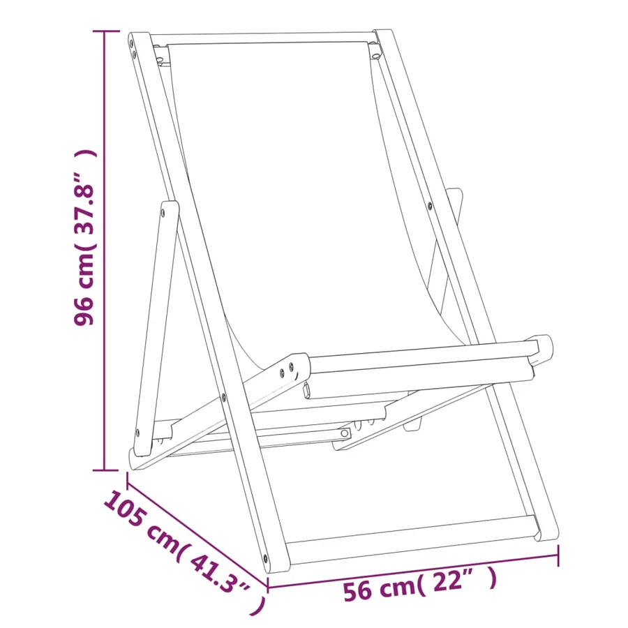 Chaise de terrasse Teck 56x105x96 cm Bleu - 8