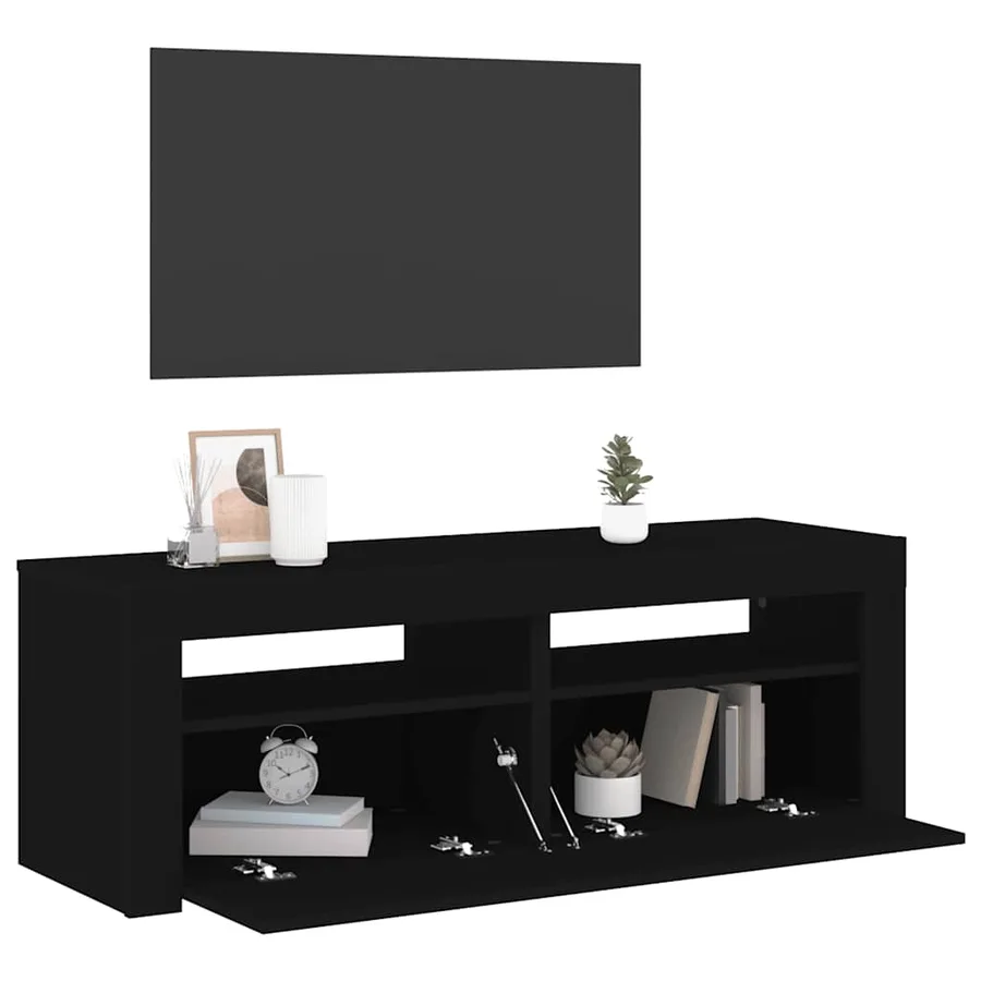 Meuble TV avec lumières LED noir 120x35x40 cm - 6