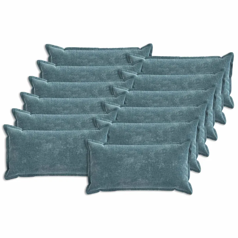 Housse de coussin 12 pcs HOUTEN Bleu 40 x 80 cm Tissu Chenille