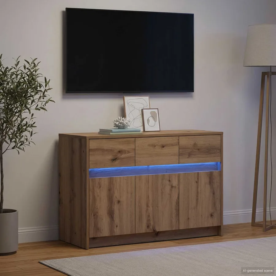 Meuble TV 91 x 34 x 61 cm Chêne artisanal Bois d'ingénierie - 4