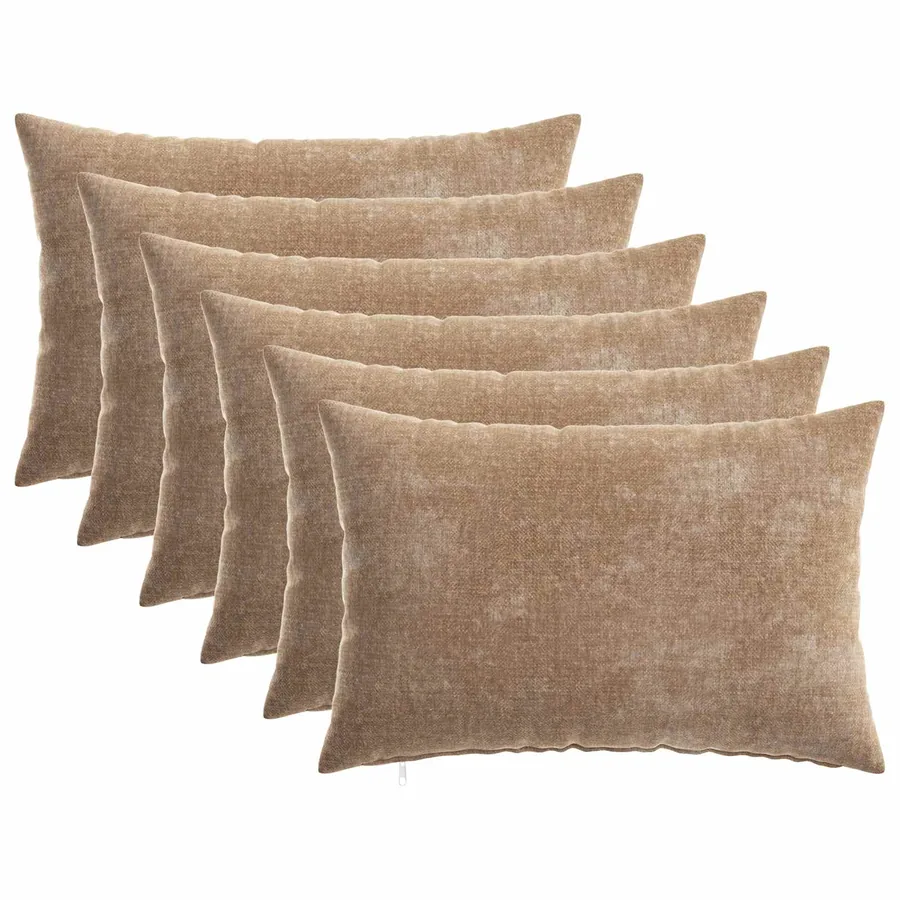 Housse de coussin 6 pcs HEERLEN Marron 30 x 50 cm