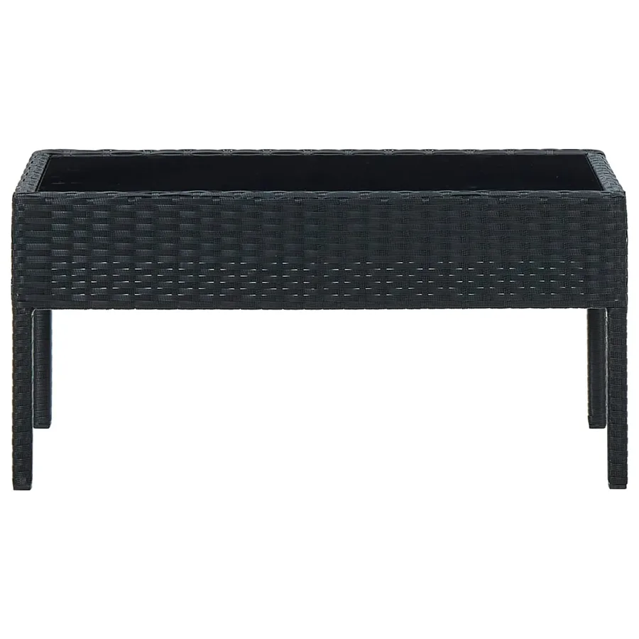 Table de jardin Noir 75x40x37 cm Résine tressée - 2