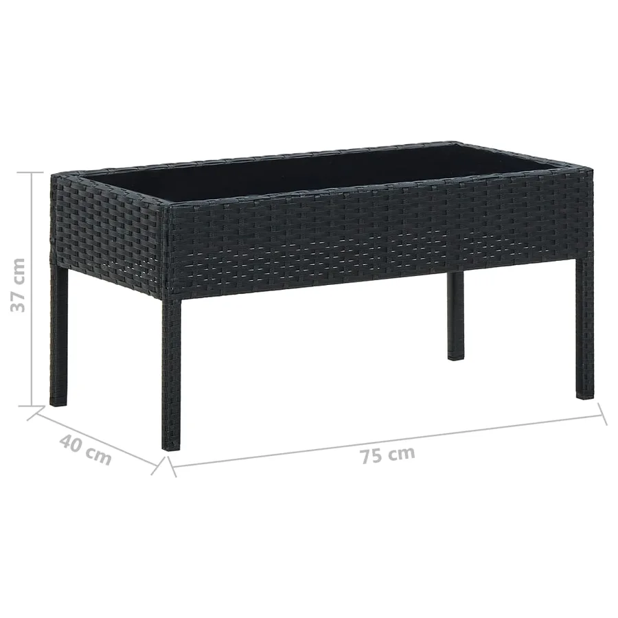 Table de jardin Noir 75x40x37 cm Résine tressée - 5