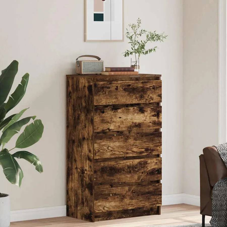 Commode Chêne fumé 60x36x103 cm Bois d'ingénierie - 3
