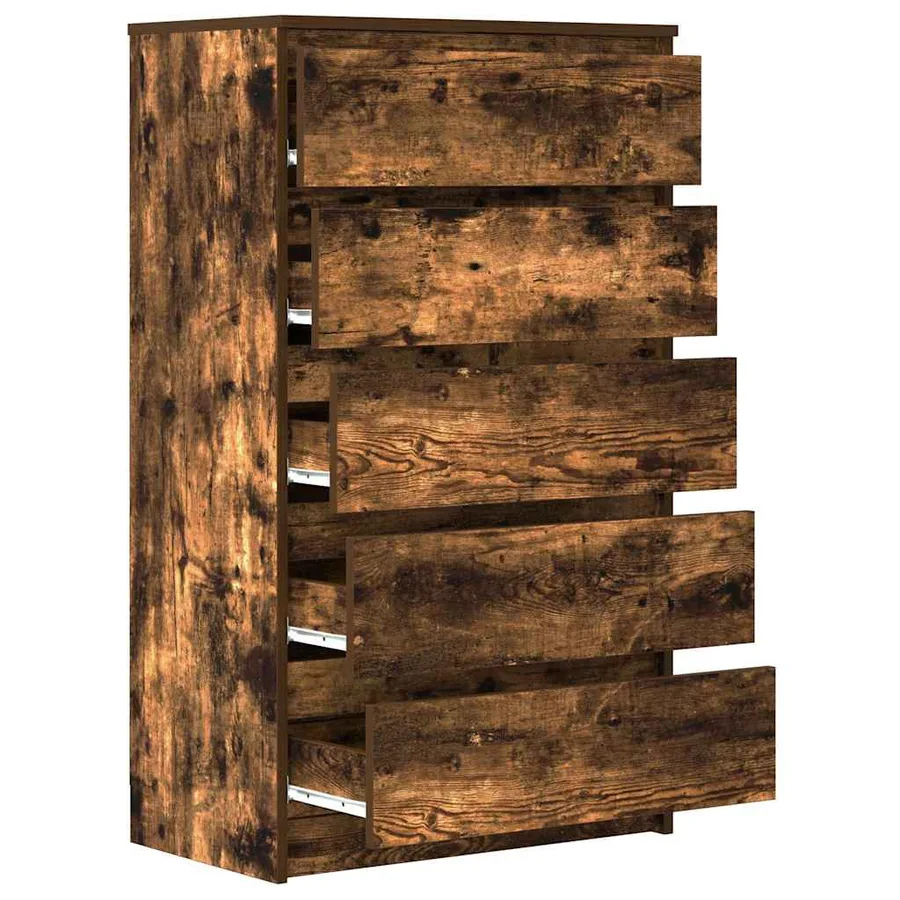 Commode Chêne fumé 60x36x103 cm Bois d'ingénierie - 7