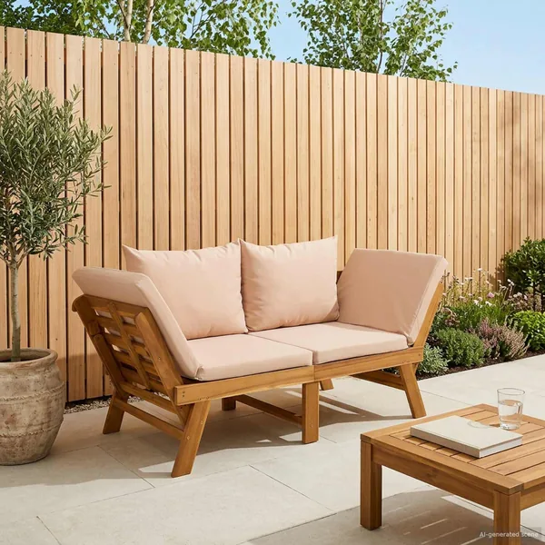 Banc de jardin 3 en 1 avec coussins Bois d'Acacia Massif