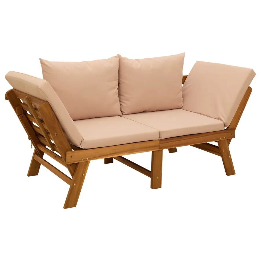 Banc de jardin 3 en 1 avec coussins Bois d'Acacia Massif - 2