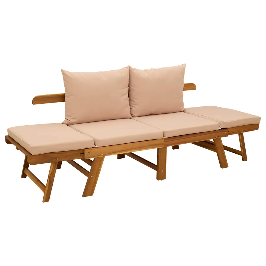 Banc de jardin 3 en 1 avec coussins Bois d'Acacia Massif - 5