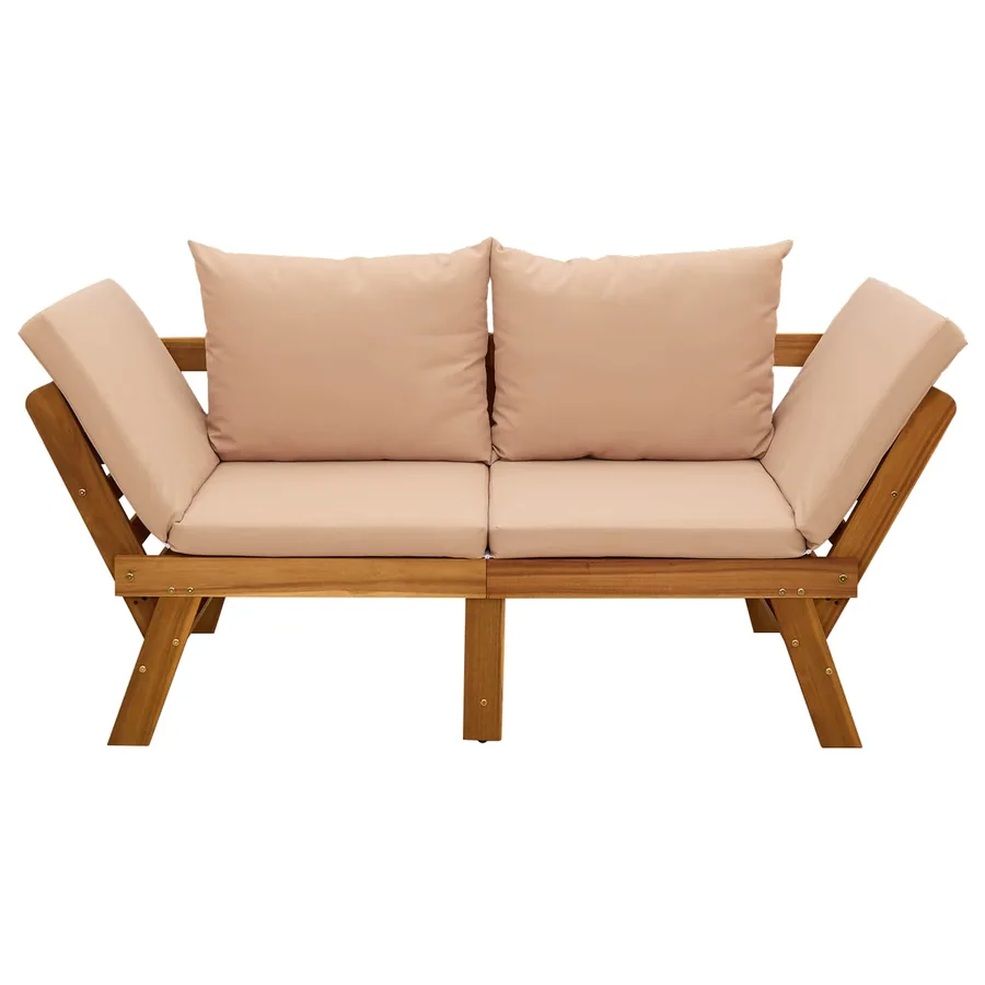 Banc de jardin 3 en 1 avec coussins Bois d'Acacia Massif - 6
