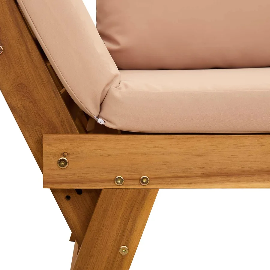 Banc de jardin 3 en 1 avec coussins Bois d'Acacia Massif - 9