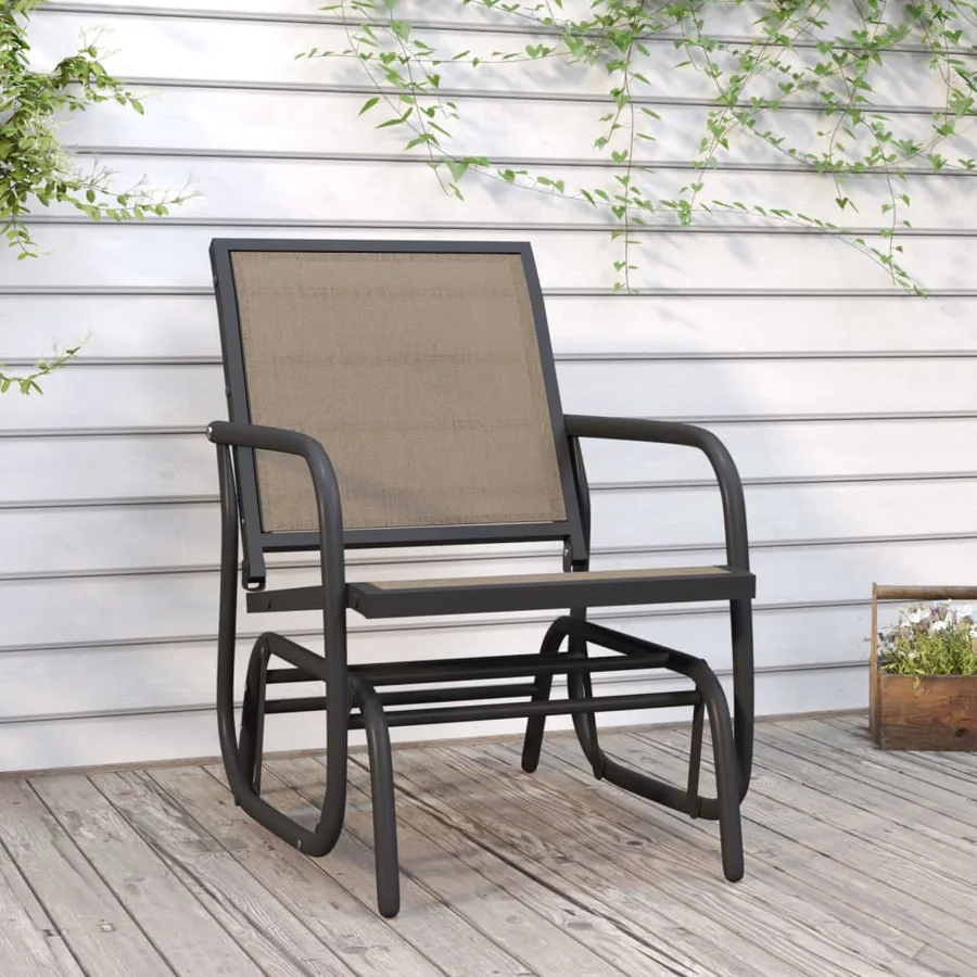 Chaise oscillante de jardin marron 61x76x87 cm textilène/acier