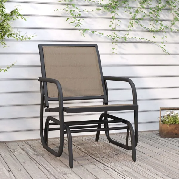 Chaise oscillante de jardin marron 61x76x87 cm textilène/acier