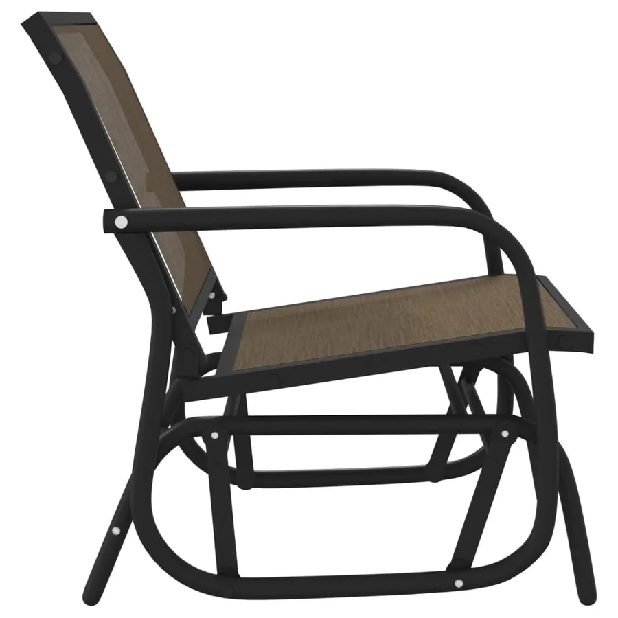 Chaise oscillante de jardin marron 61x76x87 cm textilène/acier - 4