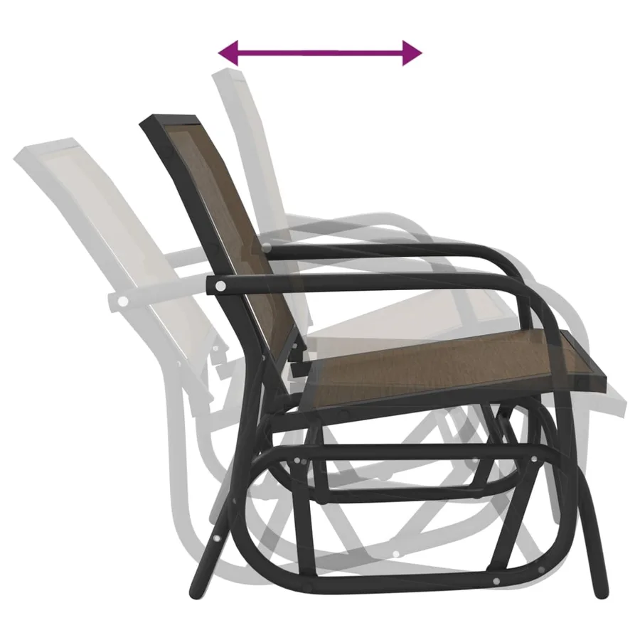 Chaise oscillante de jardin marron 61x76x87 cm textilène/acier - 5
