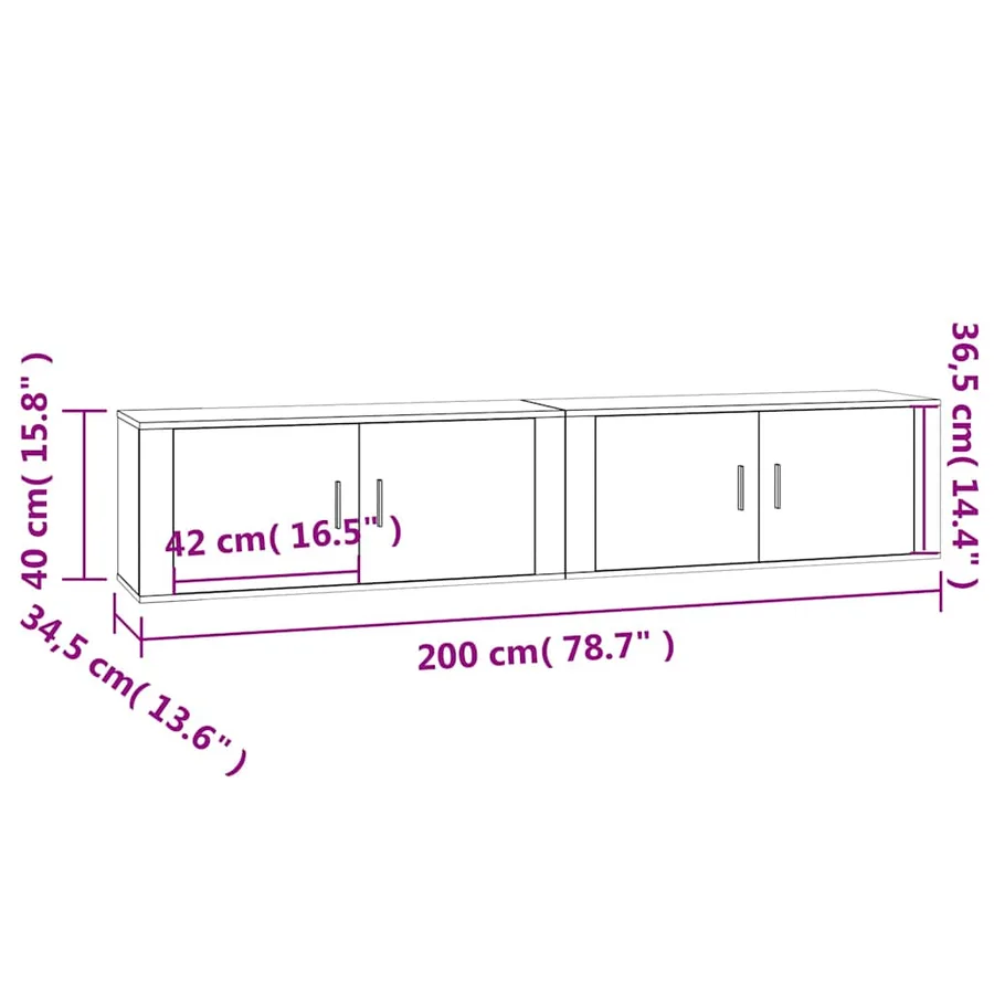 Meubles TV muraux 2 pcs blanc 100x34,5x40 cm - 8