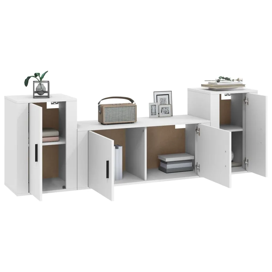 Ensemble de meubles TV 3 pcs Blanc Bois d'ingénierie - 3