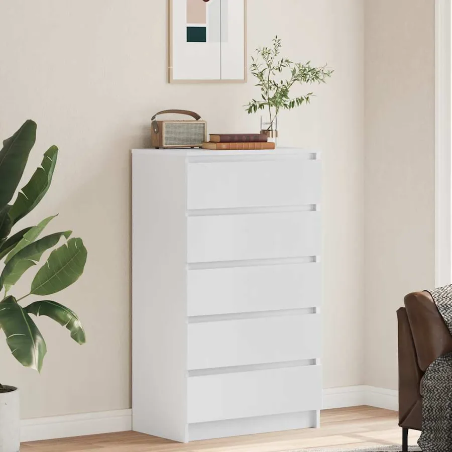 Commode Blanc 60x36x103 cm Bois d'ingénierie - 3