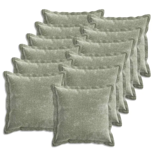 Housse de coussin 12 pcs HOUTEN Vert 50 x 50 cm Tissu Chenille