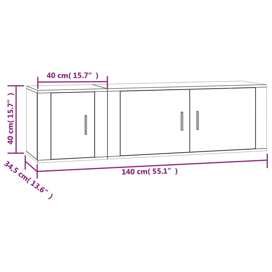 Ensemble de meubles TV 2 pcs Blanc Bois d'ingénierie - 10