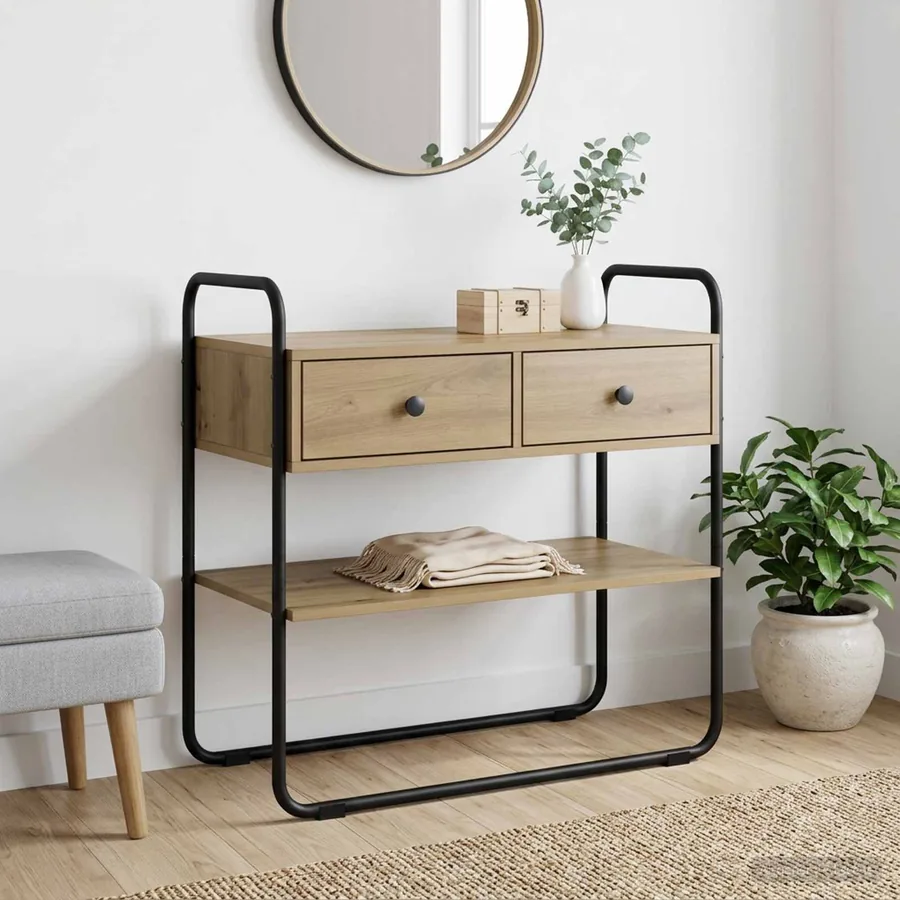 Table console Chêne artisanal 80 x 40 x 75 cm Bois d'ingénierie