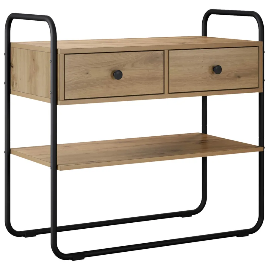 Table console Chêne artisanal 80 x 40 x 75 cm Bois d'ingénierie - 2