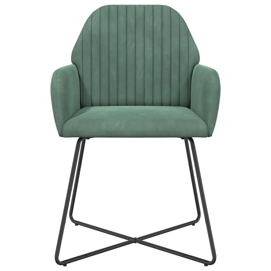 Chaises de salle à manger 6 pcs Velours Vert Mer - 3