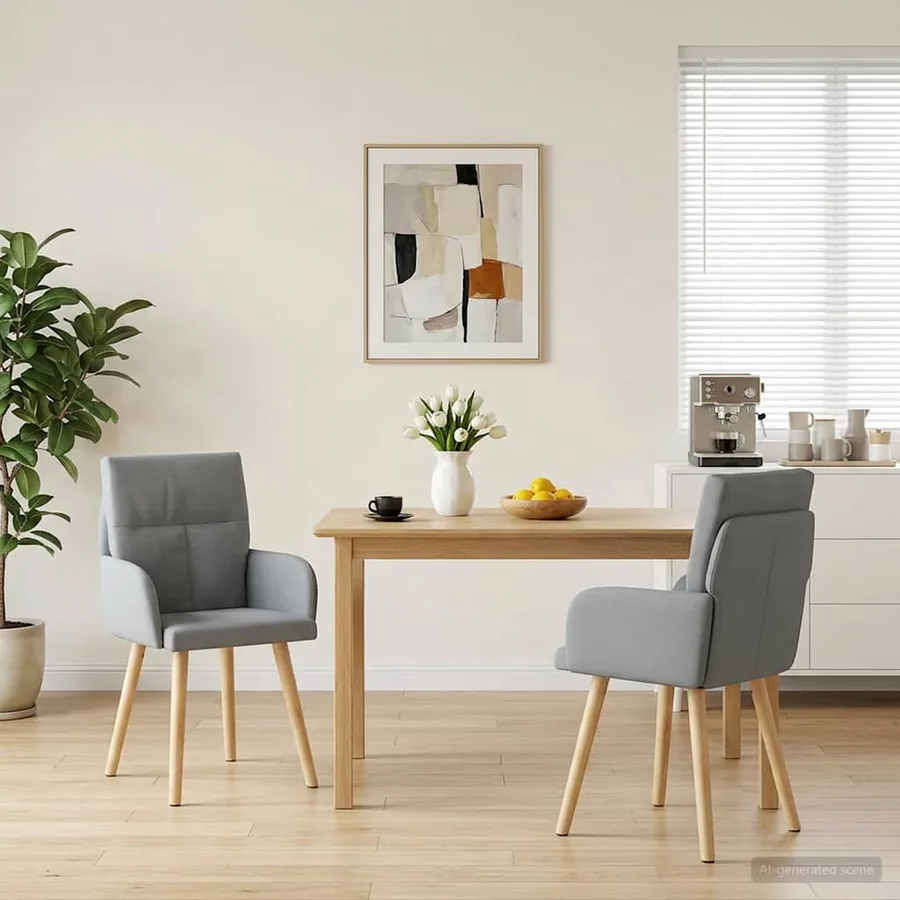 Chaises de salle à manger 2 pcs Tissu Gris clair
