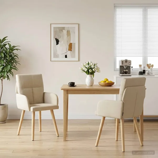 Chaises de salle à manger 2 pcs Tissu Crème 60 x 56 x 96 cm