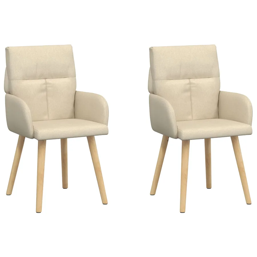 Chaises de salle à manger 2 pcs Tissu Crème 60 x 56 x 96 cm - 2