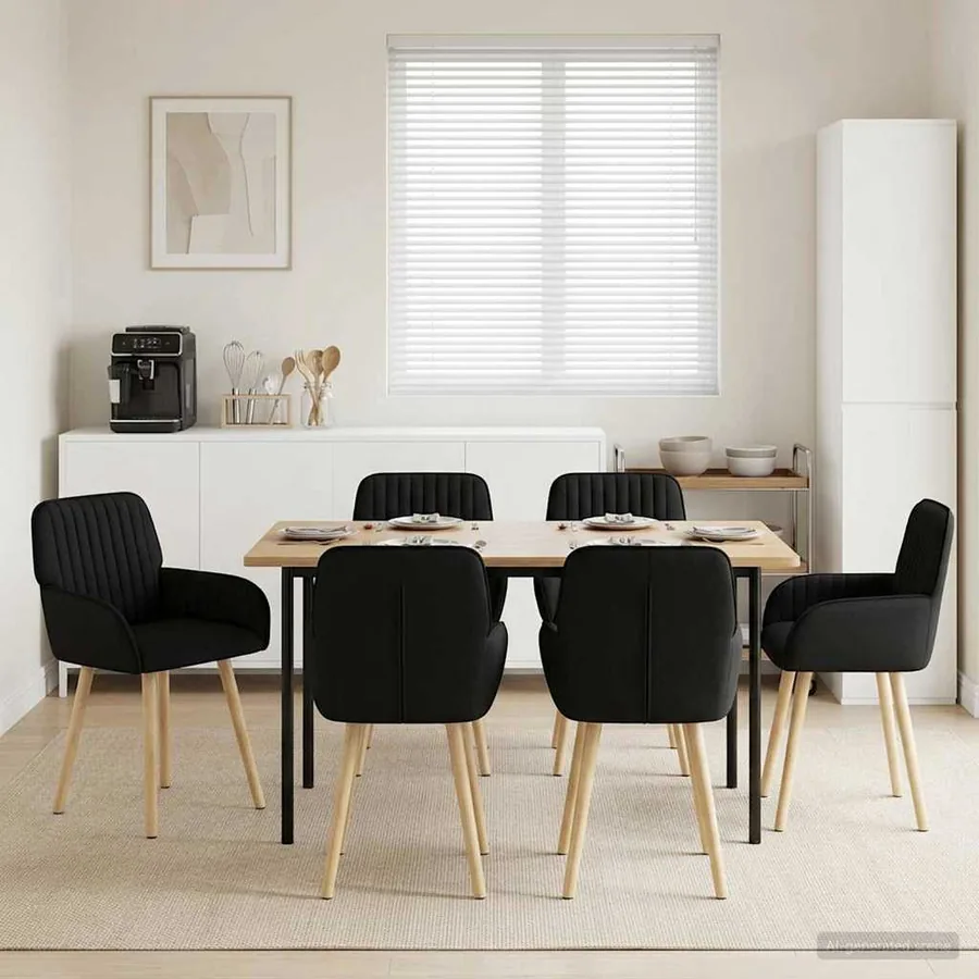 Chaises de salle à manger 6 pcs Tissu Noir 56,5 x 50 x 87,5 cm