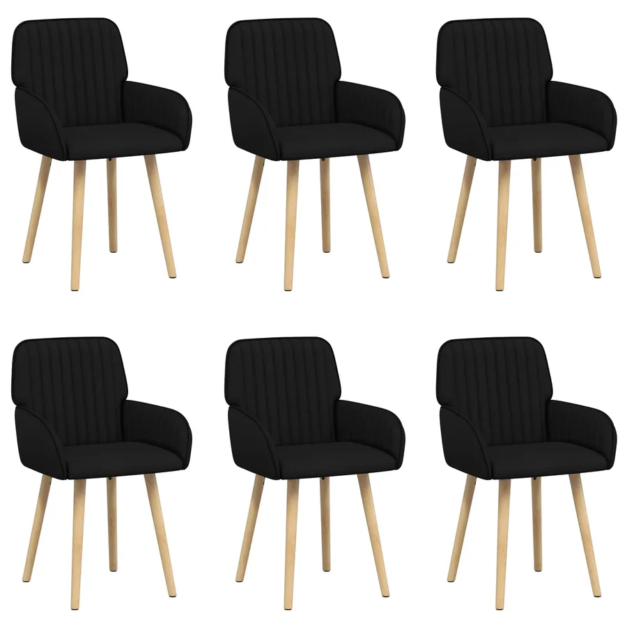 Chaises de salle à manger 6 pcs Tissu Noir 56,5 x 50 x 87,5 cm - 2