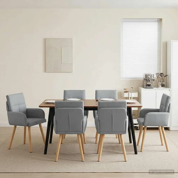 Chaises de salle à manger 6 pcs Tissu Gris clair